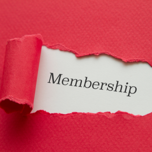 membership typed on a white paper with pink cardboard on top torn to just show the word for (EGRRA membership)